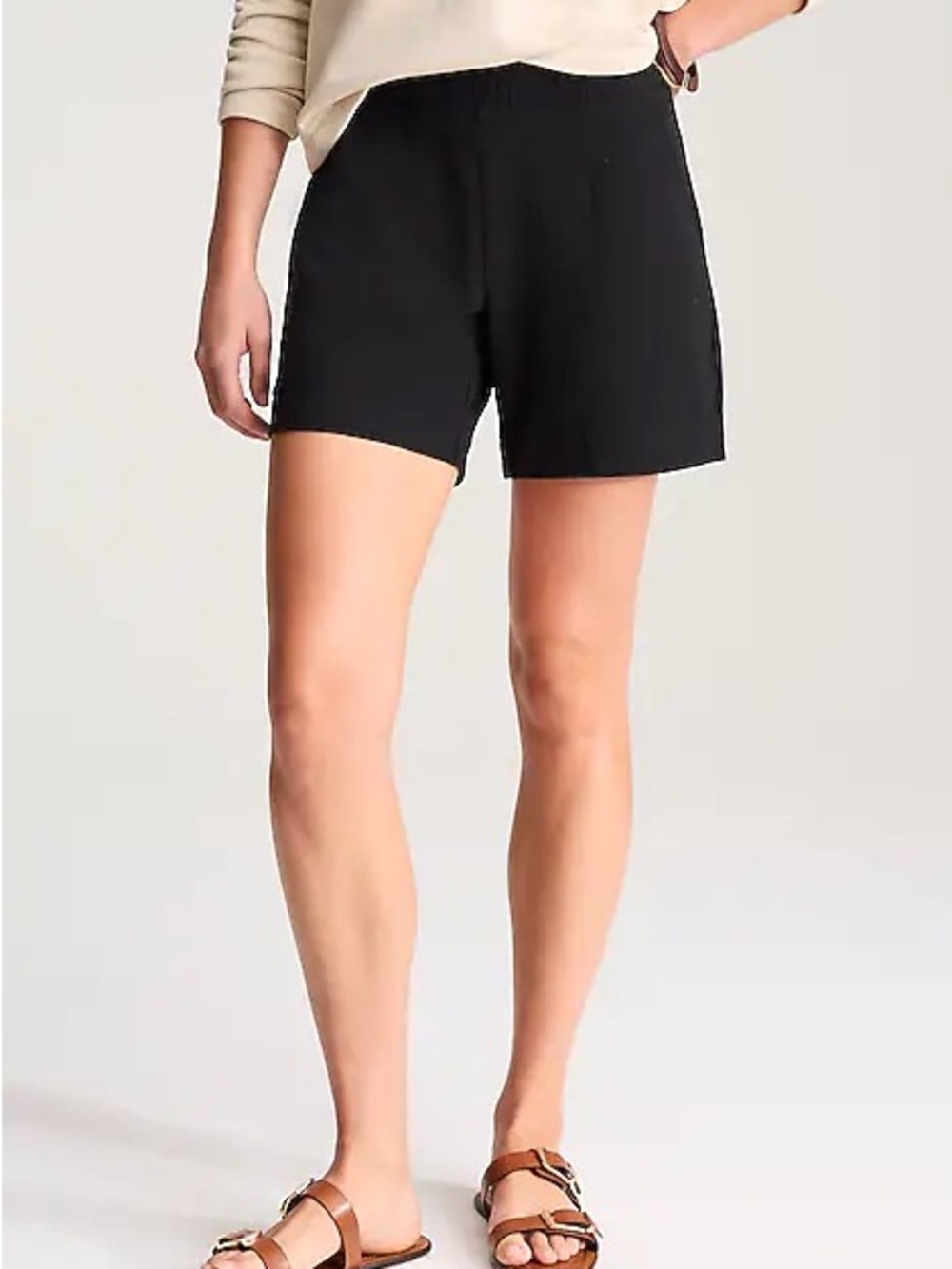 J. Jill | Black High-Waist 8” Women’s Linen Blend Shorts - Wrinkle Resistant